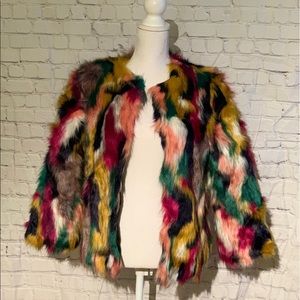 Multi-color Faux Fur Coat